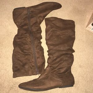 Brown knee high boots